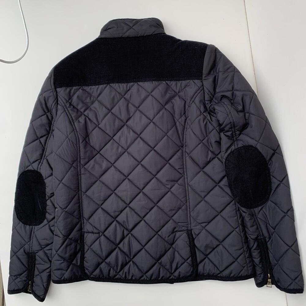 Tommy Hilfiger Quilted Jacket Black W Shoulder Patch Sz M Womens - Picture 2 of 7